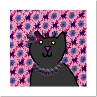 Violet the Floral Cat Posters and Art